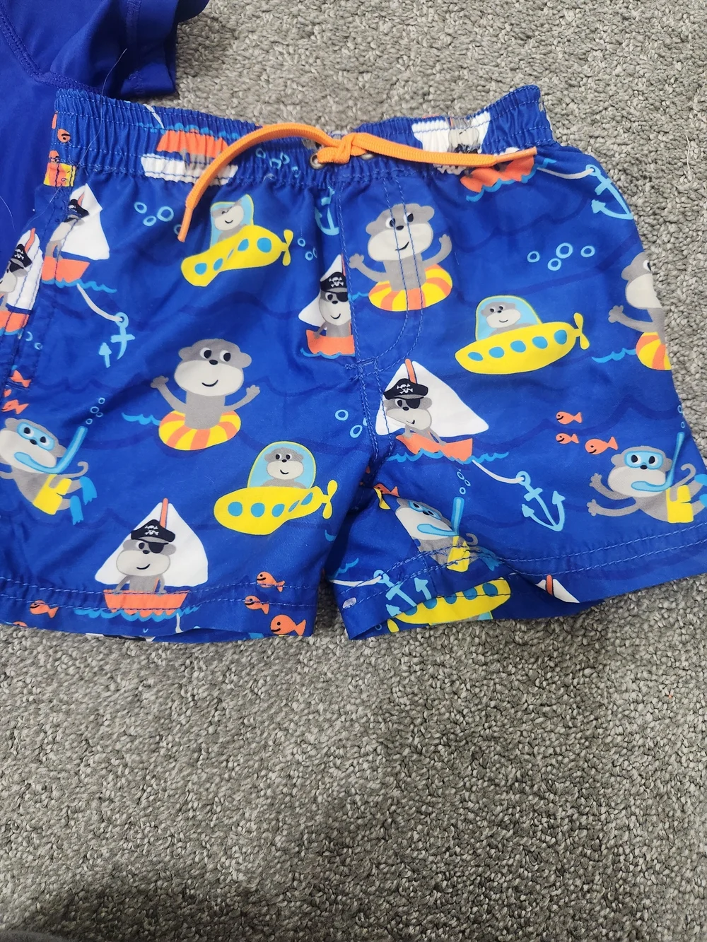Kids Blue Swim Set with Submarine & Snorkel Print 18mth